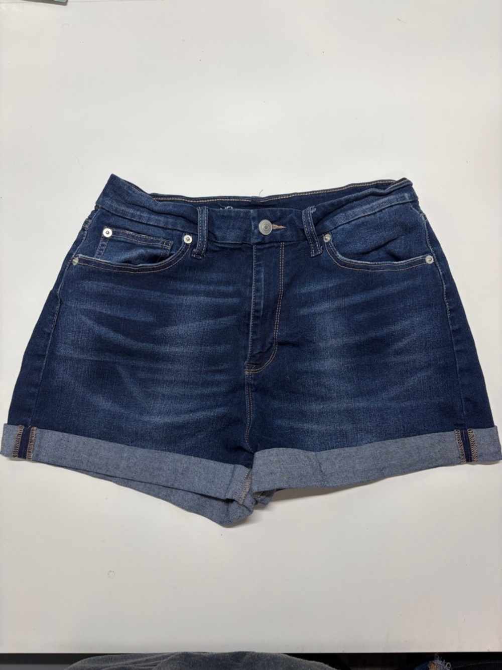 No Boundaries Dark Blue Rolled Hem Denim Shorts